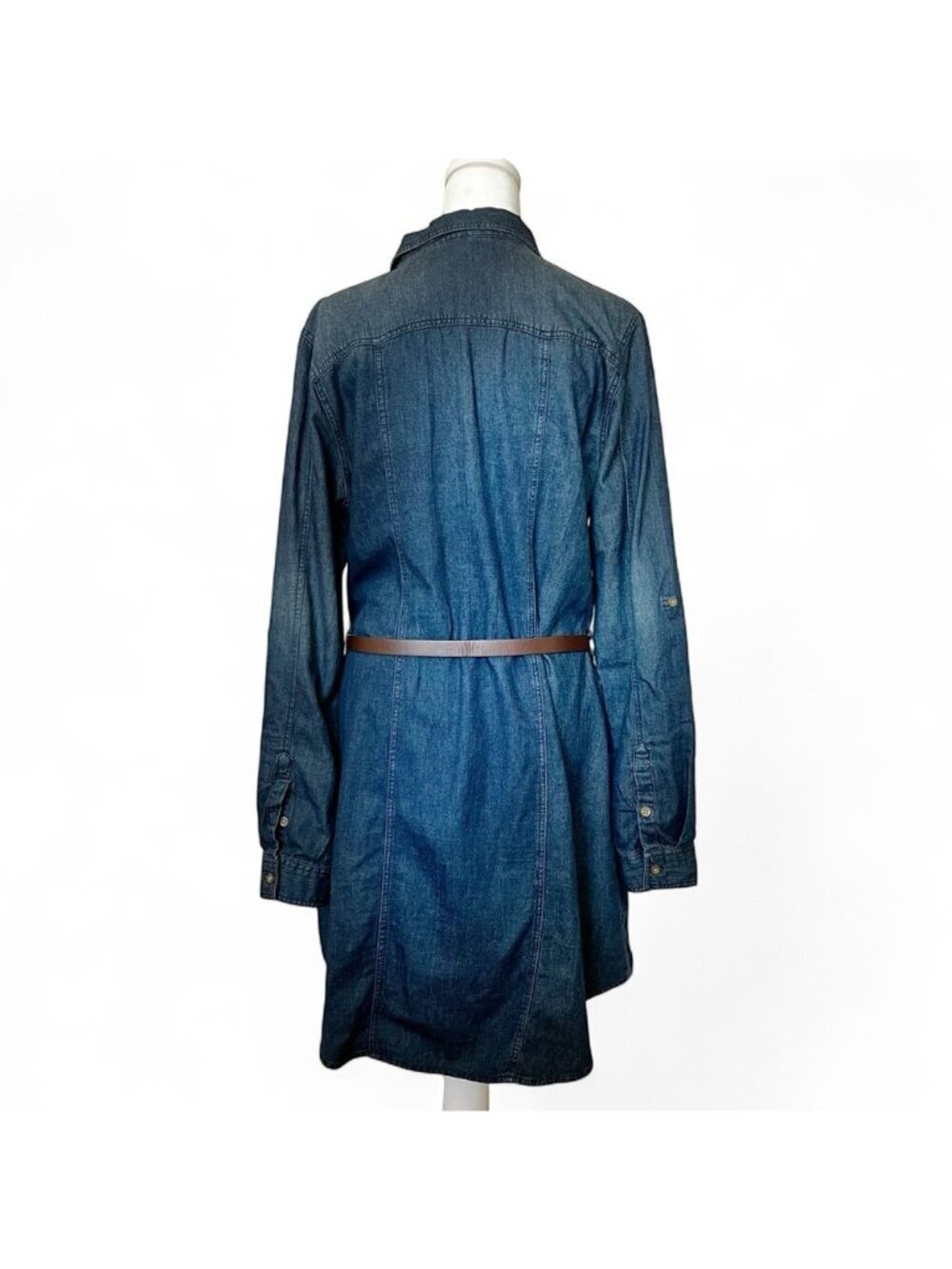 Lovestitch Denim Shirt Dress Belted Boho Western Festival Mini - Picture 4 of 14